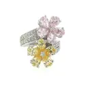 Flower studed combination stone ring for her