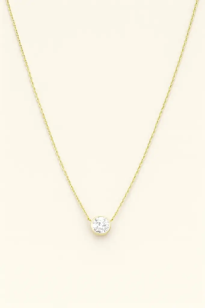 Solitaire Diamond Necklace in 14K Gold