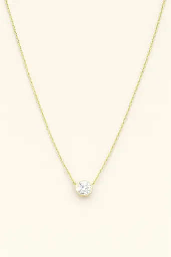 Solitaire Diamond Necklace in 14K Gold